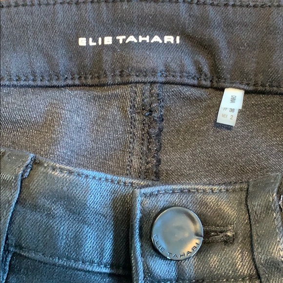 Elite Tahari Black Wax Stretchy Jeans Sz. 2 - Picture 4 of 6